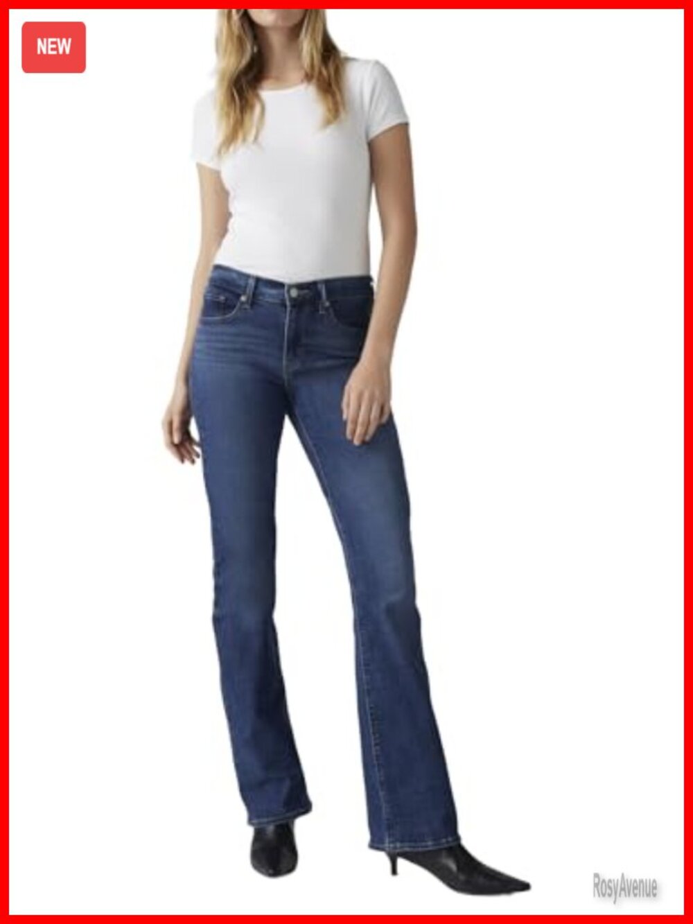 Women's Mid Rise Bootcut Jeans Stretch Easy Through Hip Thigh Denim
